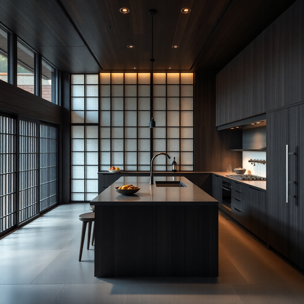 Modern dark SieMatic-style kitchen with a central island
